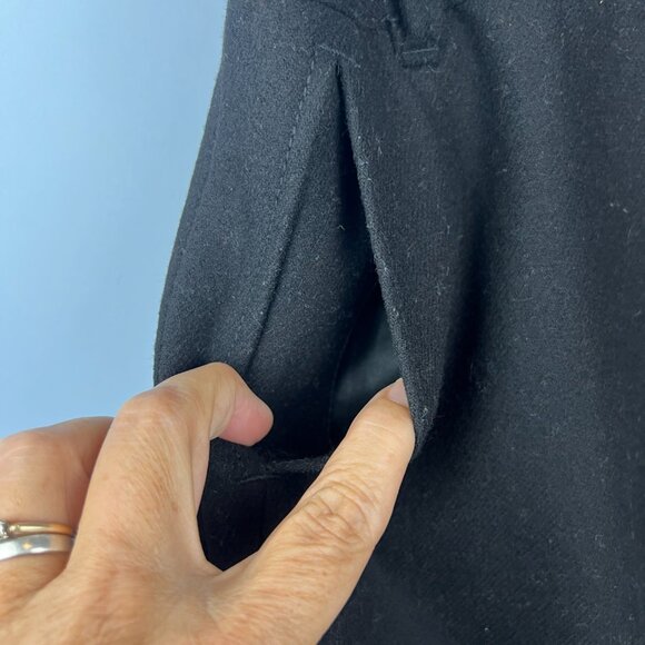 Eddie Bauer Black Wool Midi Wrap Skirt Four Button Closure Pockets Size 14 - Picture 3 of 6